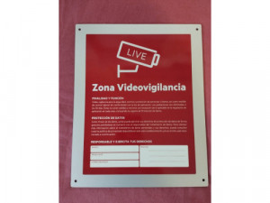  Cartel zona Videovigilada 26×21 Rojo NUEVO