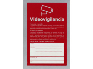 Cartel zona Videovigilada autoadhesivo 18×12 Rojo NUEV...
