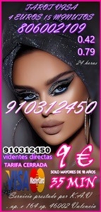 EL MEJOR 4€ TAROT VISA CERRADA DE ESPAÑA VIDENCIA 