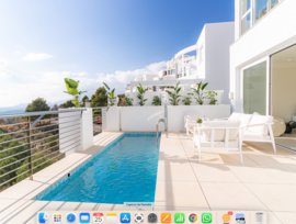 Residencial lleno de luz con grandes espacios interiores.