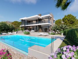 Villa de lujo de 5 dormitorios de nueva construcción, en Calpe, con piscina privada y espectaculares vistas al mar, a solo 200 m de la playa.